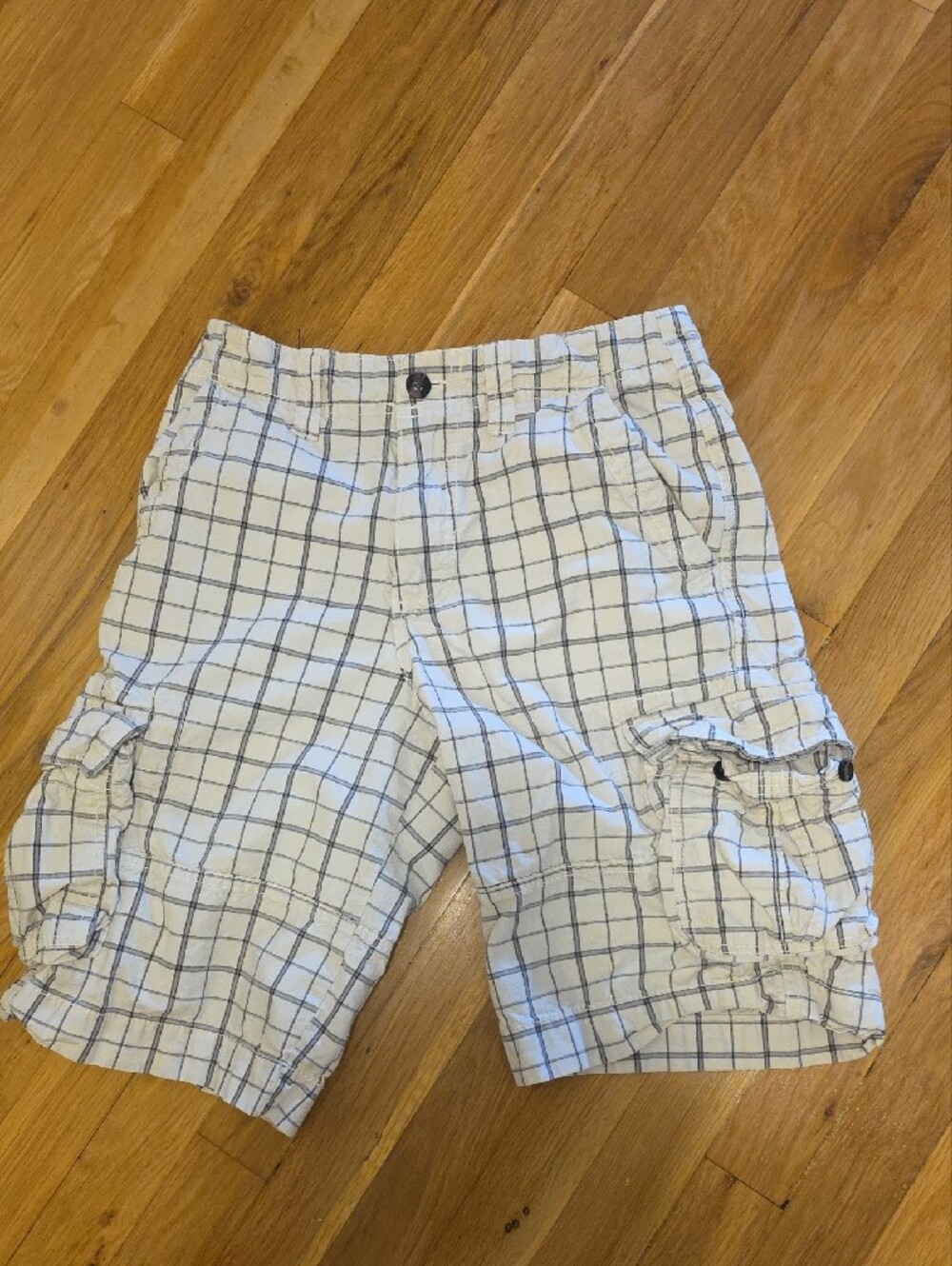 Mossimo Supply Co. White and Gray Grid Cargo Shorts - Picture 2 of 5